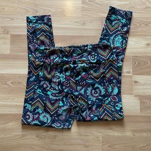 LuLaRoe Black Teal Pink Paisley Chevron Leggings